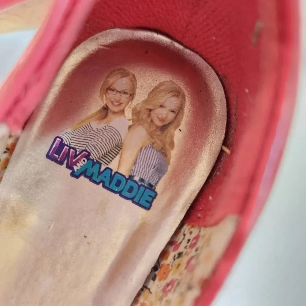Liv & Maddie girls patent glossy wedge heels peep toe size 1 youth